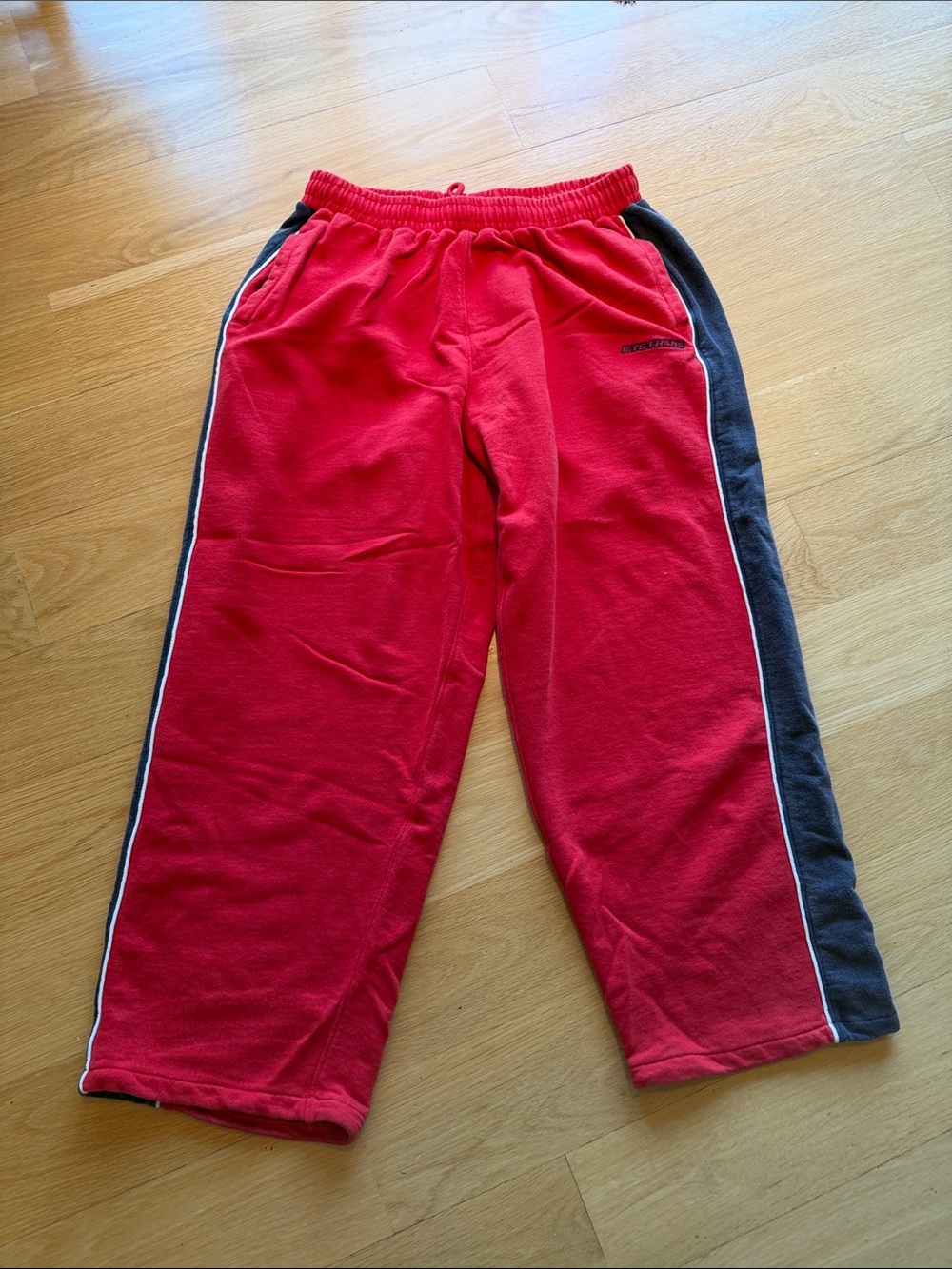 Jets Frans Red Fleece Track Pants with Blue Side Panels